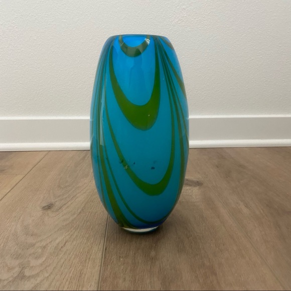 Anthropologie Art Deco Blue Pattern Vase - Picture 6 of 7